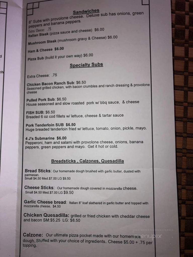 4J's Pizza and Cafe - Camden, OH menu_pic