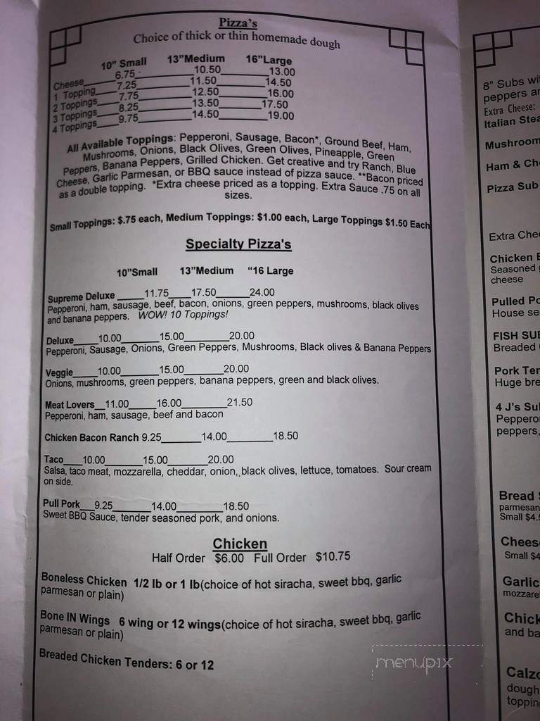 4J's Pizza and Cafe - Camden, OH menu_pic