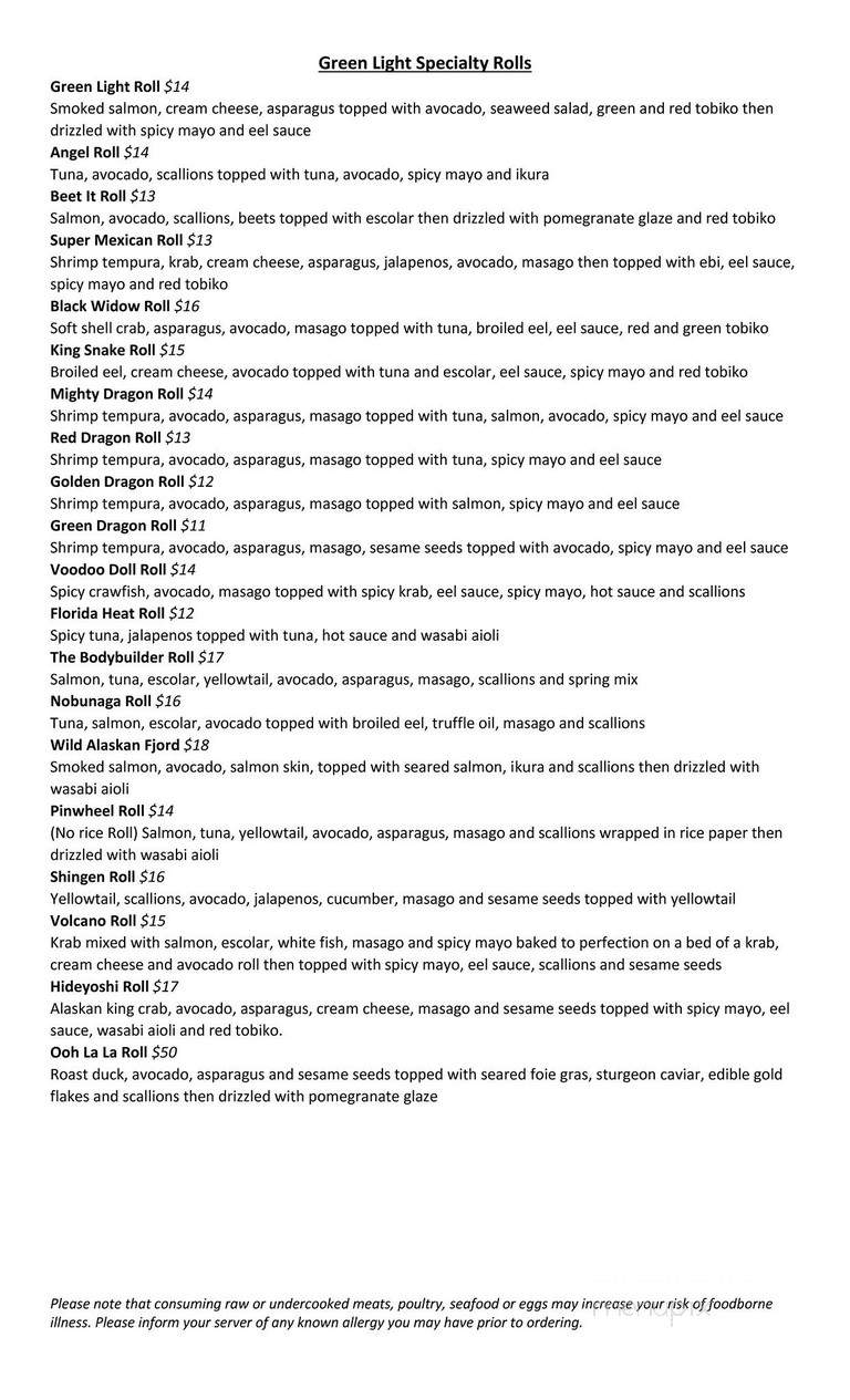 Green Light Bar - Saint Petersburg, FL menu_pic