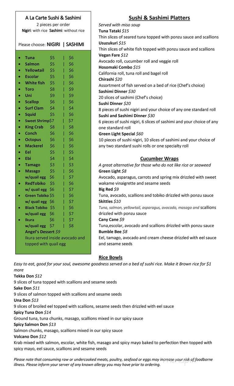 Green Light Bar - Saint Petersburg, FL menu_pic