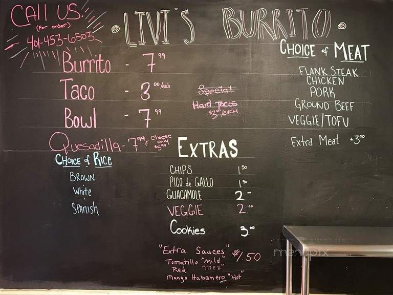 Livi's Burritos - Providence, RI menu_pic