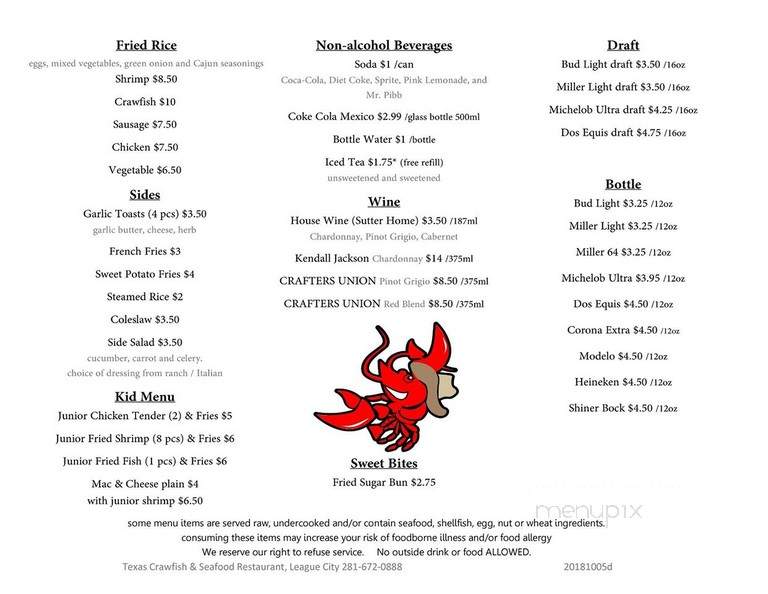 TX Crawfish & Seafood Restaurant - League City, TX menu_pic