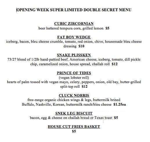Cobra Cabana - Richmond, VA menu_pic