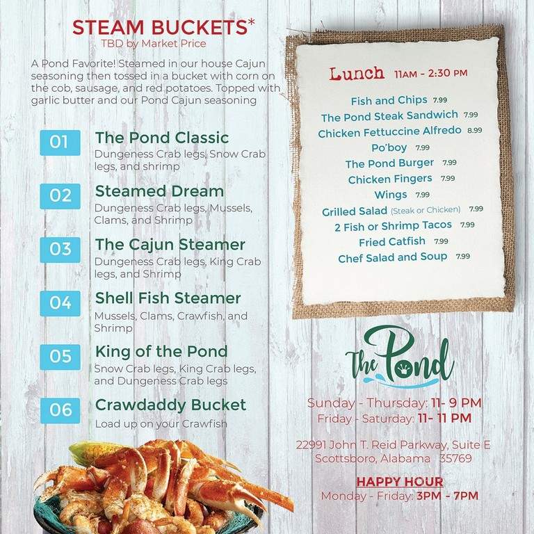 The Pond - Scottsboro, AL menu_pic