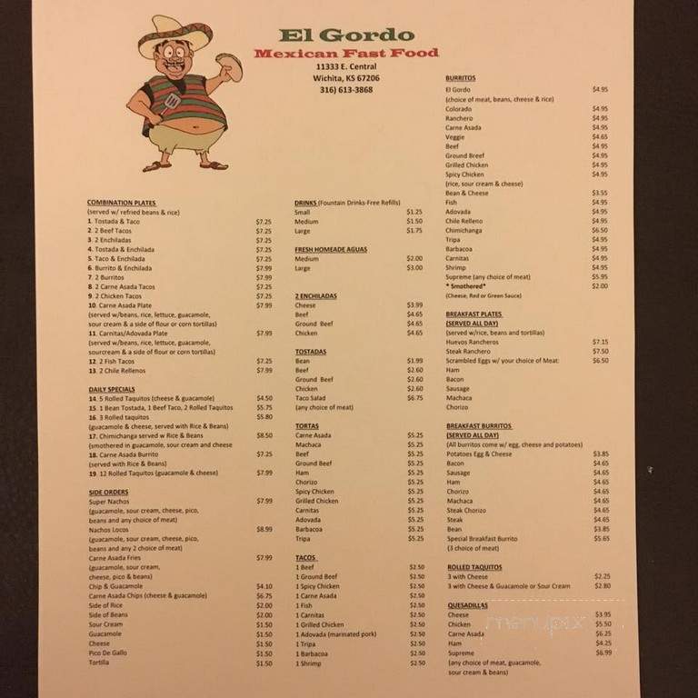 El Gordo Mexican Fast Food - Hutchinson, KS menu_pic