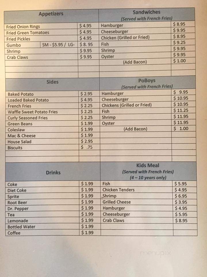 JR's Catfish House - Lucedale, MS menu_pic