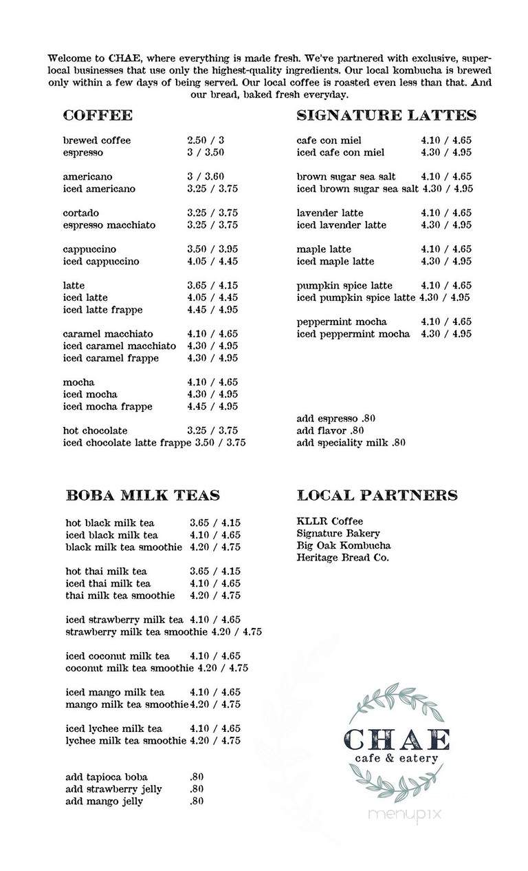 Chae Cafe & Bakery - Oklahoma City, OK menu_pic