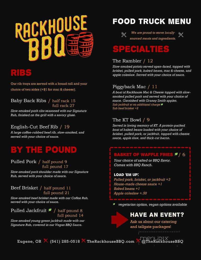 Rackhouse BBQ - Eugene, OR menu_pic