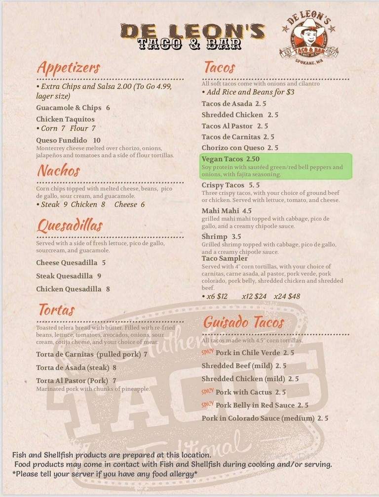 De Leon's Taco & Bar - Spokane, WA