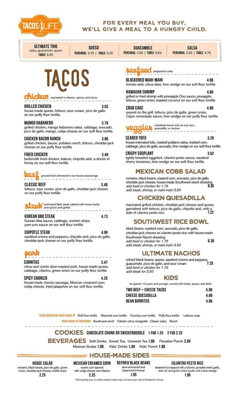 Tacos 4 Life - Jackson, TN menu_pic