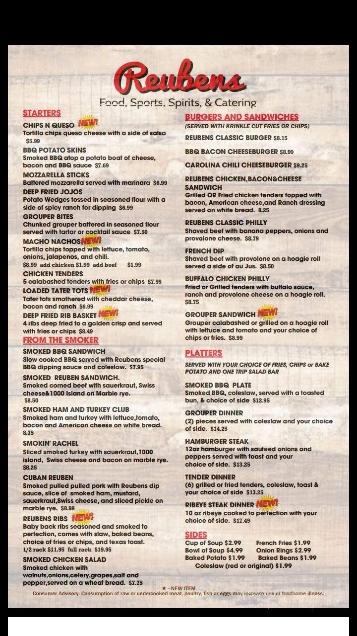 Reubens - Piedmont, SC menu_pic