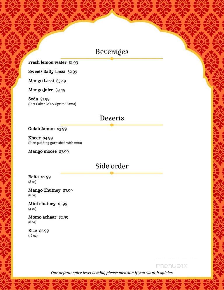 The Hangouts Nepali and Indian Restaurant - Saratoga, CA menu_pic