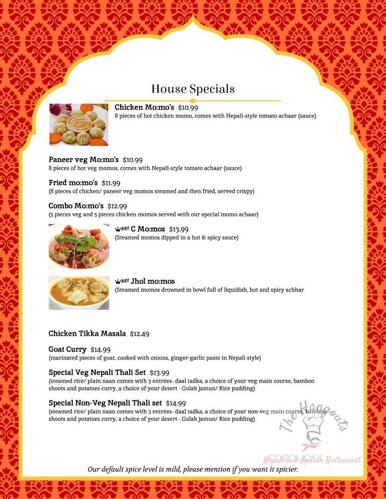 The Hangouts Nepali and Indian Restaurant - Saratoga, CA menu_pic