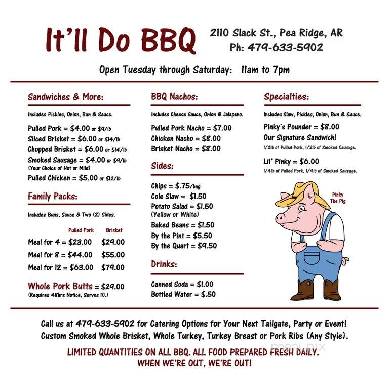 It'll Do BBQ - Pea Ridge, AR menu_pic