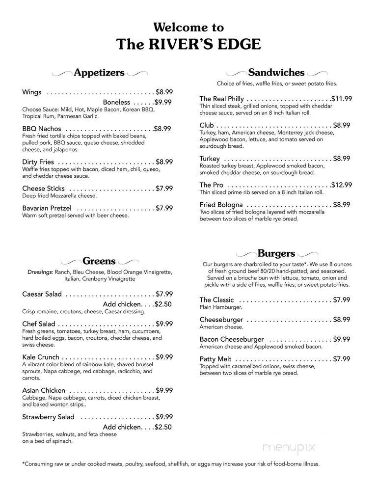 The Rivers Edge grill - Clarksville, TN menu_pic