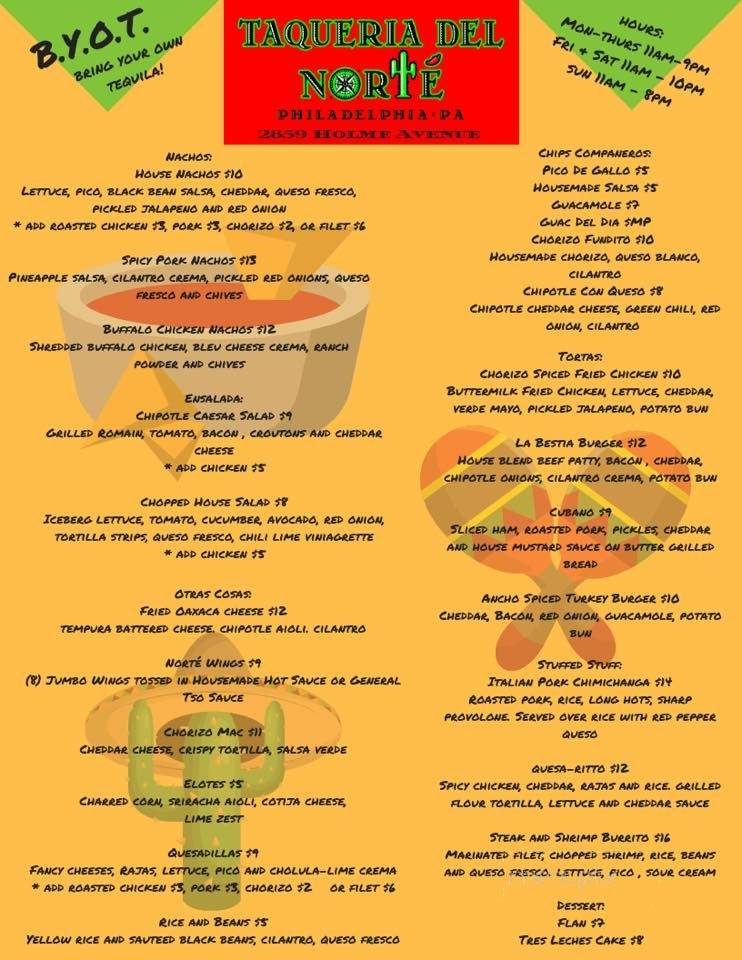Taqueria Del Norte - Philadelphia, PA menu_pic