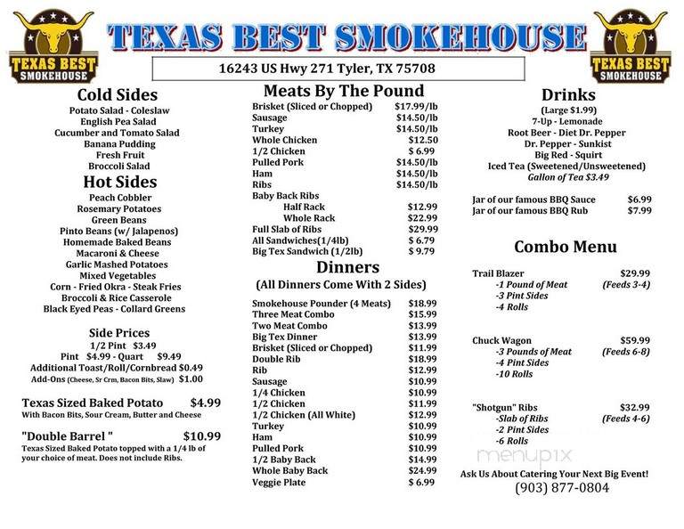Texas Best Smokehouse - Dallas, TX menu_pic