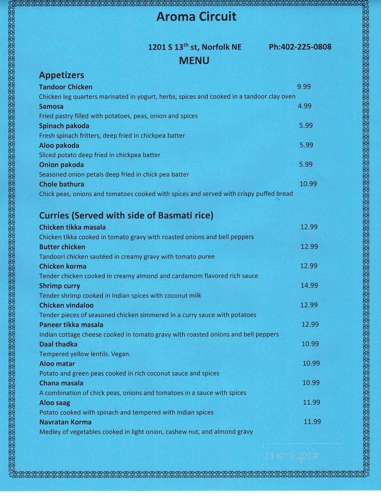 Aroma Circuit - Norfolk, NE menu_pic
