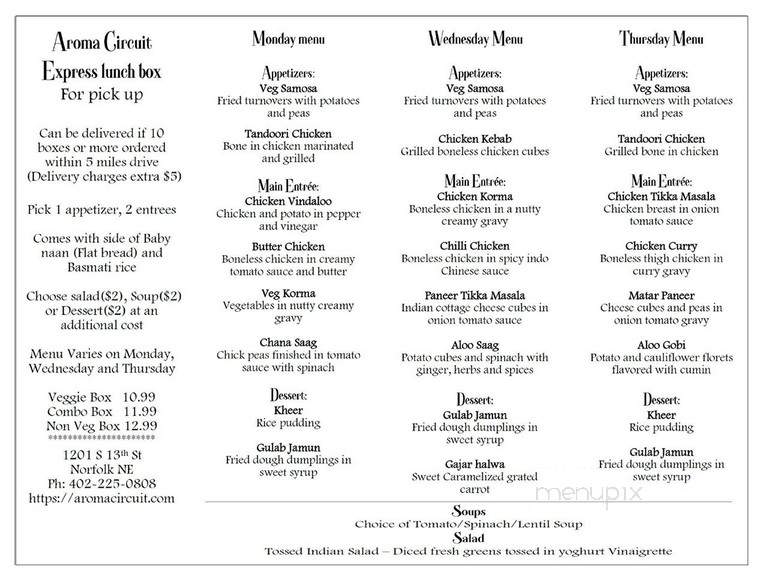 Aroma Circuit - Norfolk, NE menu_pic