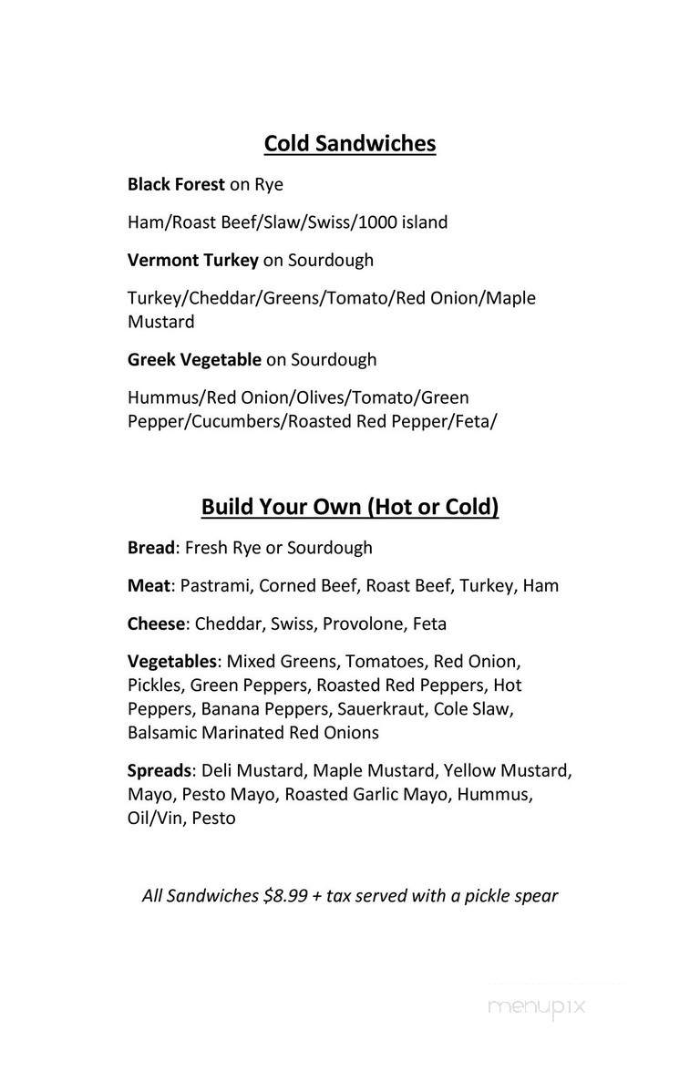 Deli 126 - Burlington, VT menu_pic