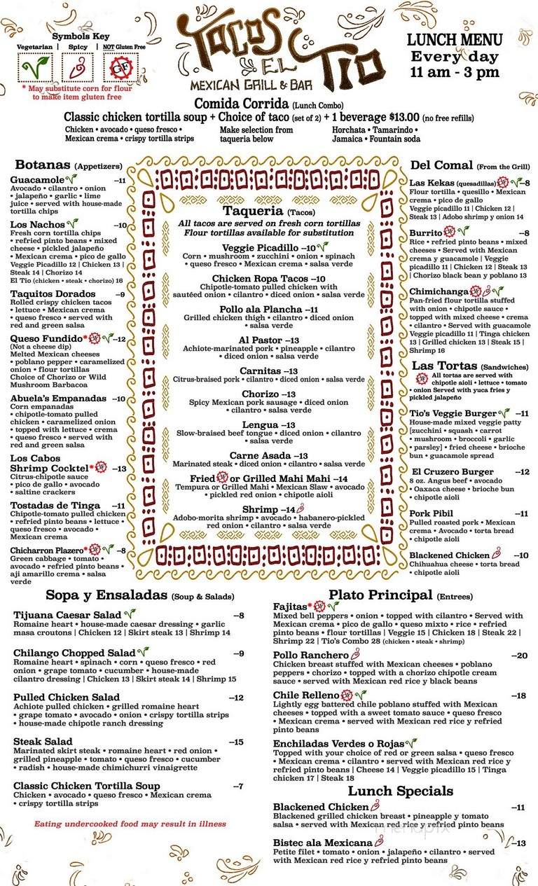 Menu of Tacos El Tio in Medford, NJ 08055