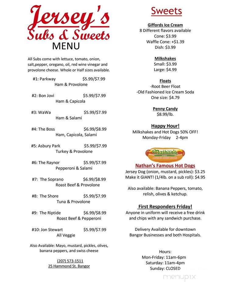 Jersey's Subs & Sweets - Bangor, ME menu_pic