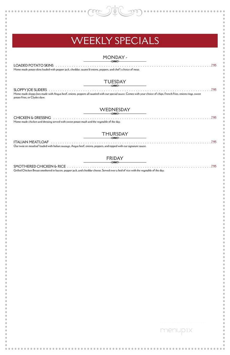Clyde's Table and Tavern - Cleveland, GA menu_pic