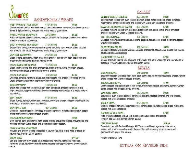Savoree - Clermont, FL menu_pic