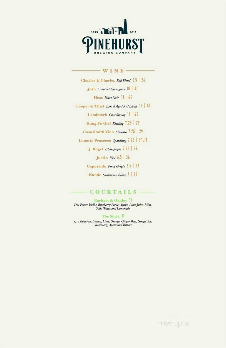 Pinehurst Brewing Company - Pinehurst, NC menu_pic