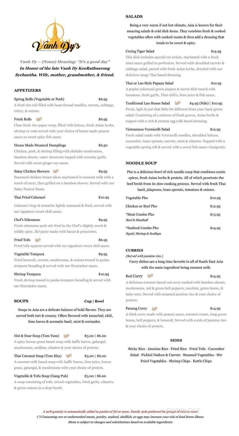 Vanh Dy's Asian Restaurant & Lounge - Columbia, TN menu_pic