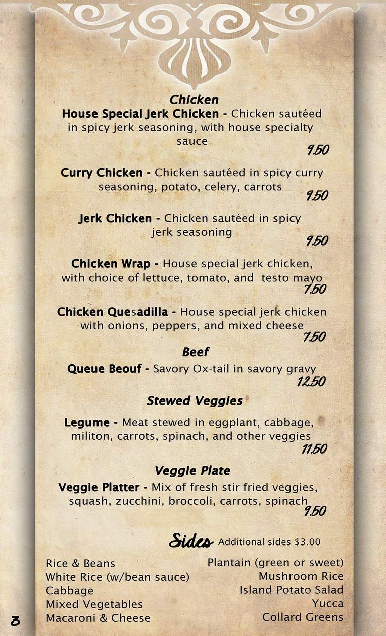 Island Cuisine - Charlotte, NC menu_pic