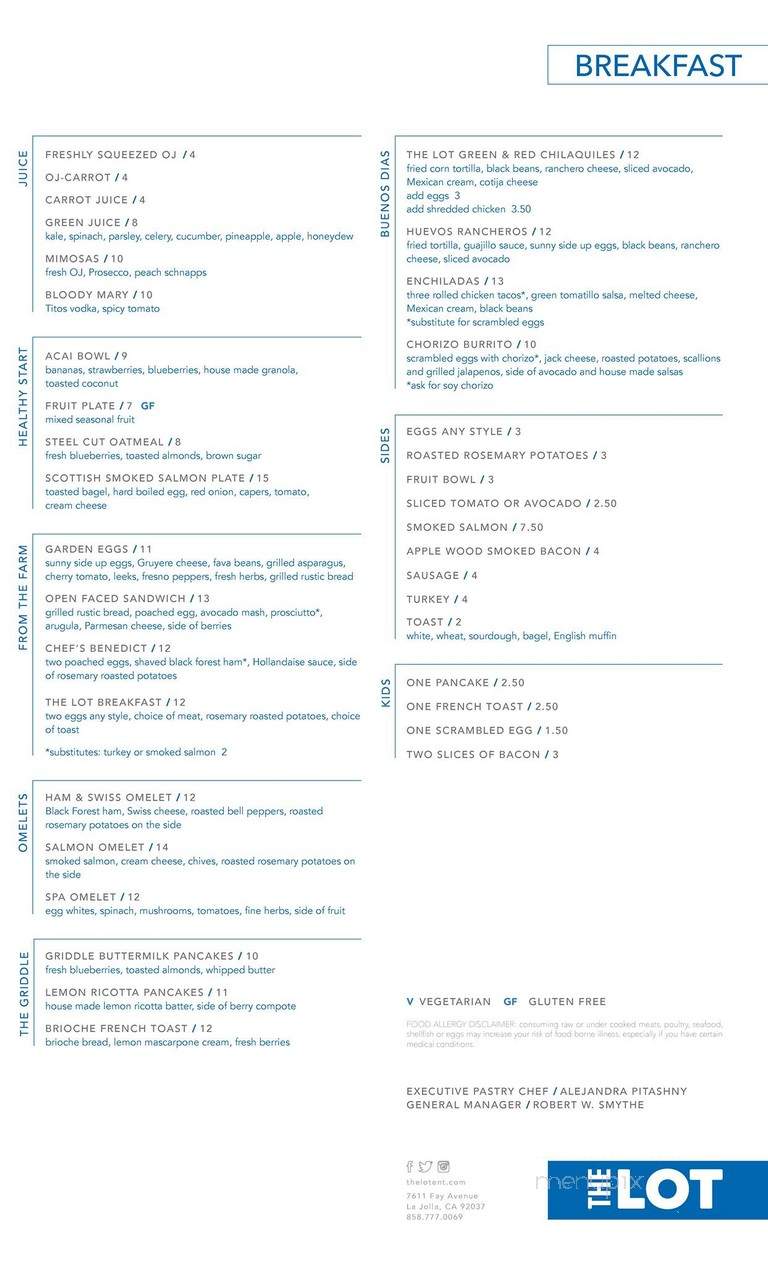 The Lot City Center - San Ramon, CA menu_pic