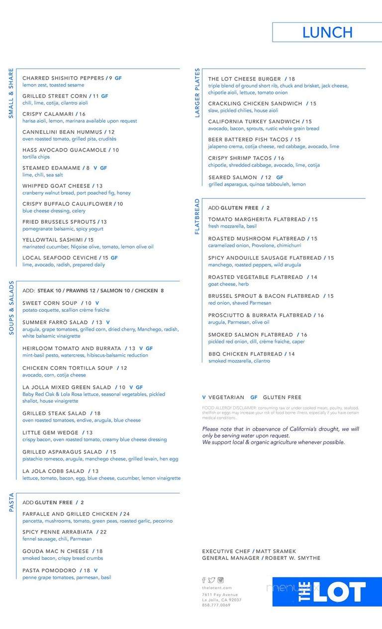The Lot City Center - San Ramon, CA menu_pic