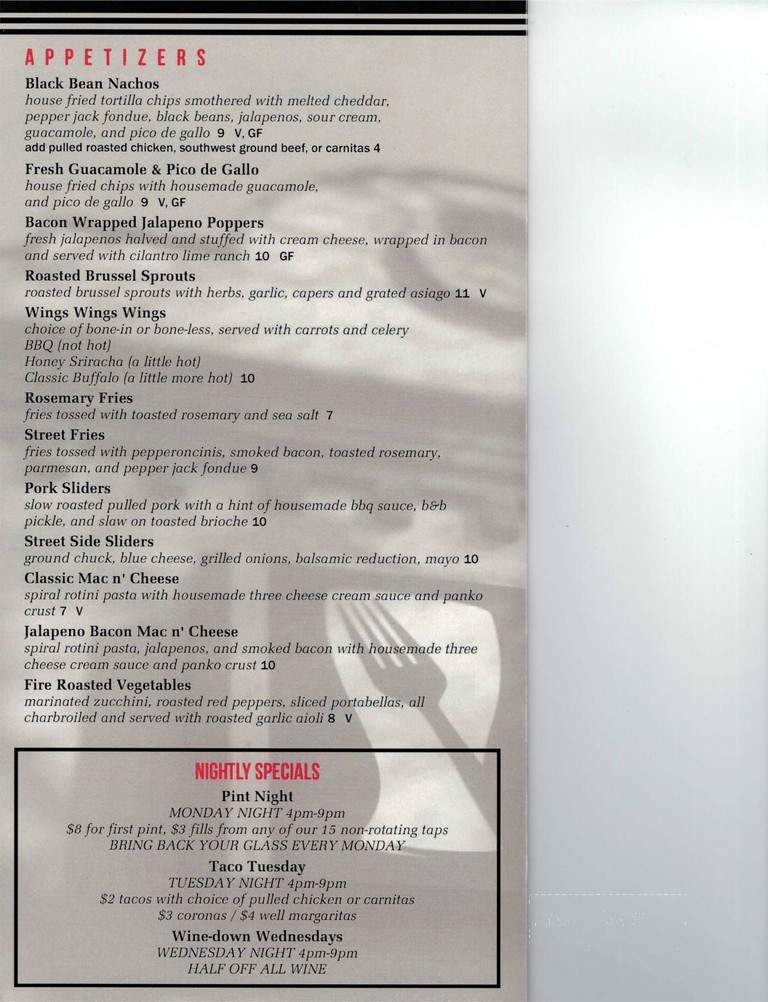 Street Side Ale House And Eatery - Paso Robles, CA menu_pic