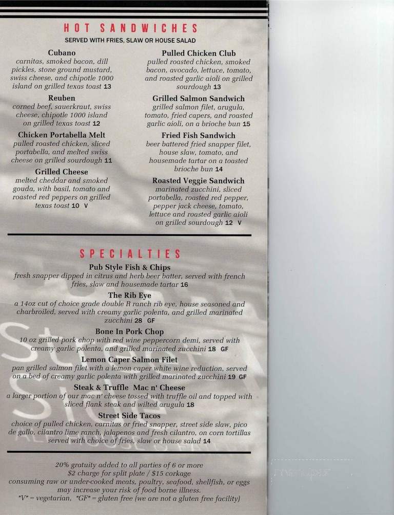 Street Side Ale House And Eatery - Paso Robles, CA menu_pic
