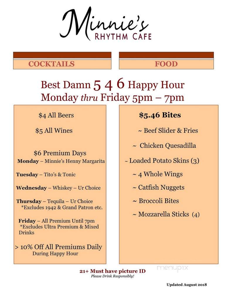 Minnie's Rhythm Cafe - Detroit, MI menu_pic