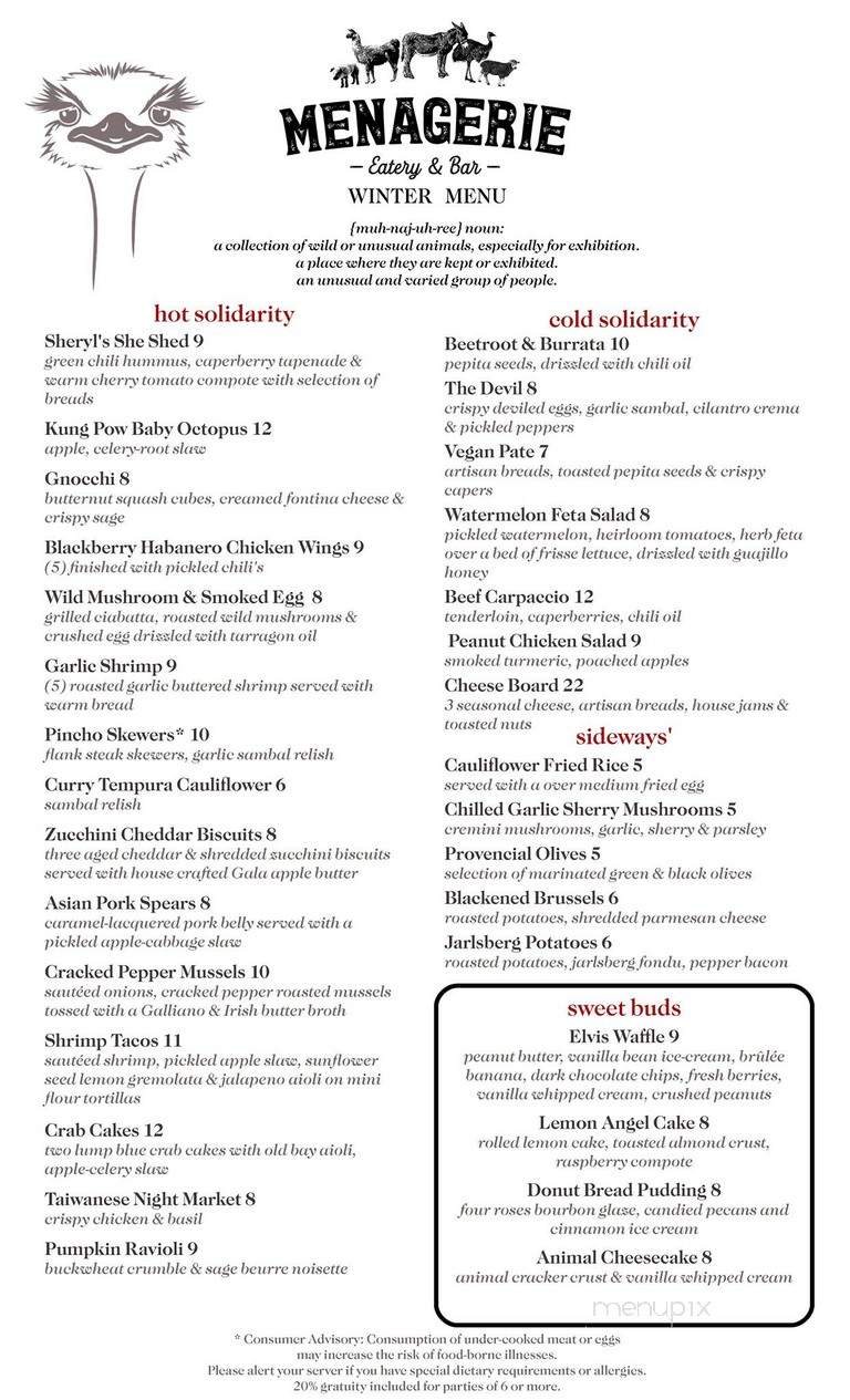 Menagerie Eatery & Bar - Orlando, FL menu_pic