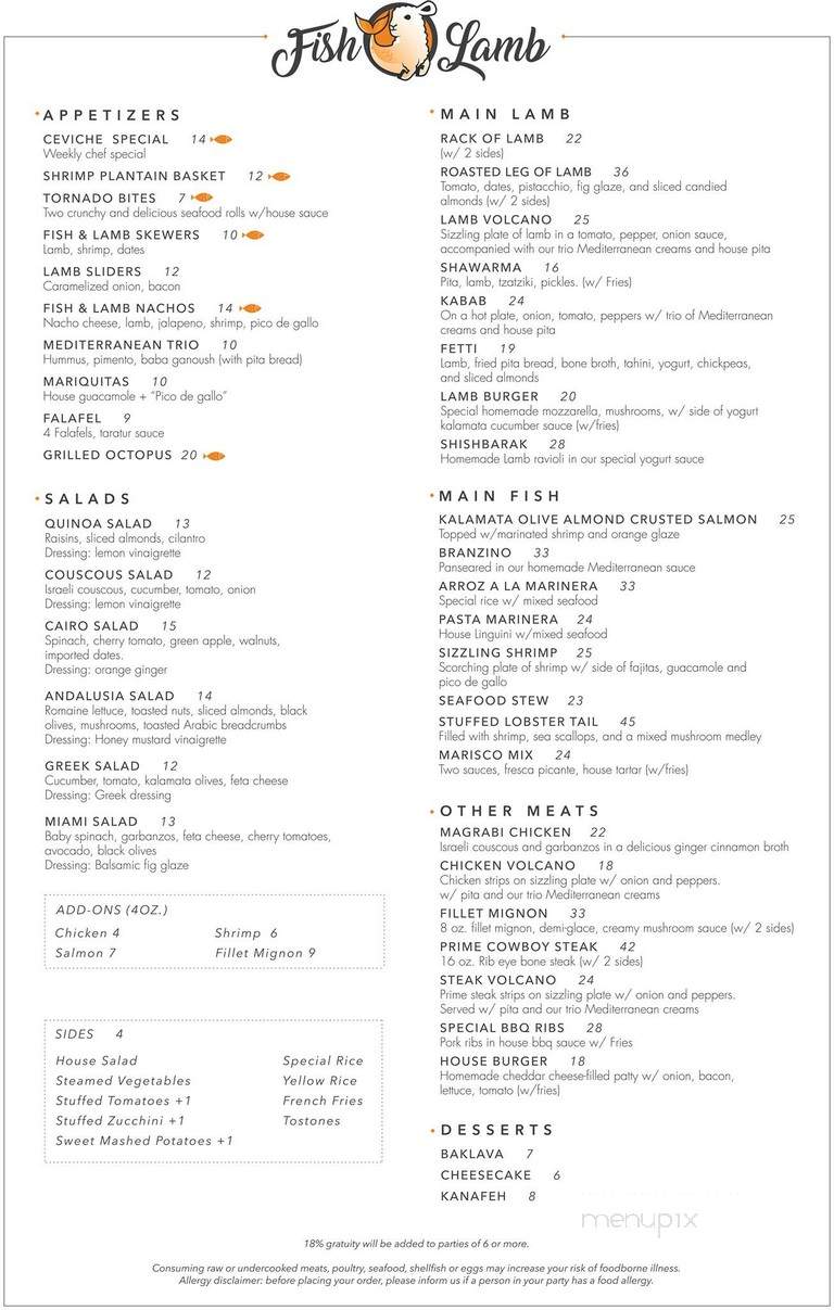 Fish and Lamb - Coral Gables, FL menu_pic