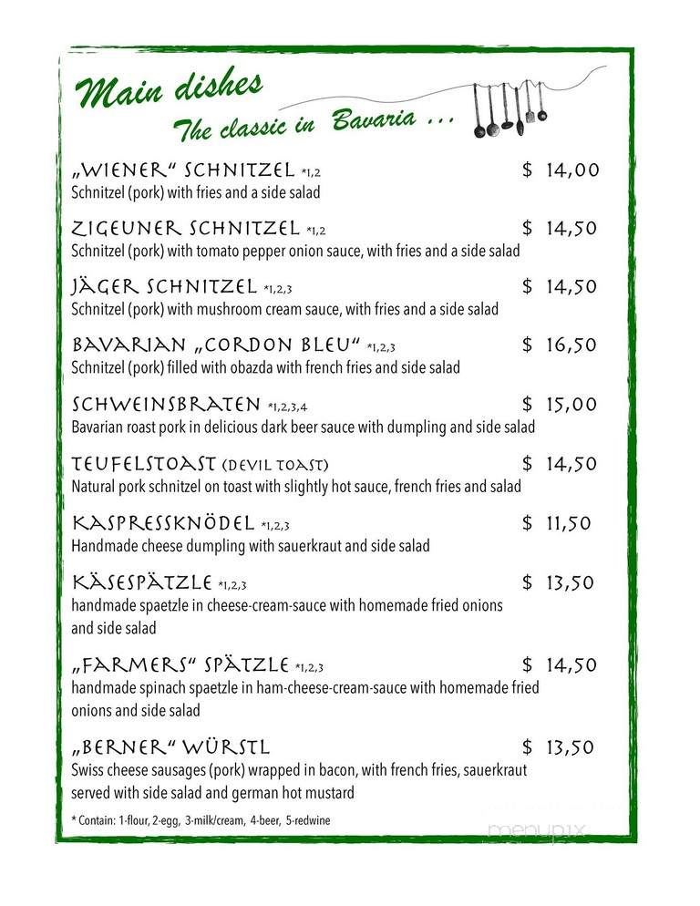 Bavarian Kitchen - Troutman, NC menu_pic