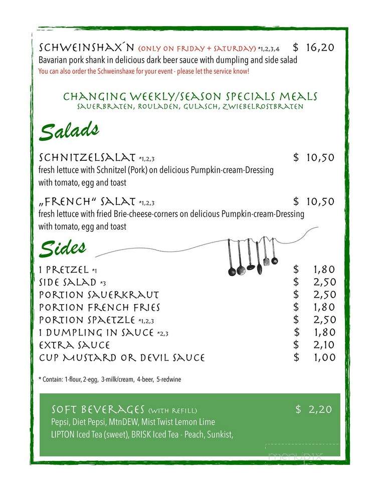 Bavarian Kitchen - Troutman, NC menu_pic