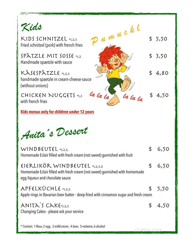 Bavarian Kitchen - Troutman, NC menu_pic