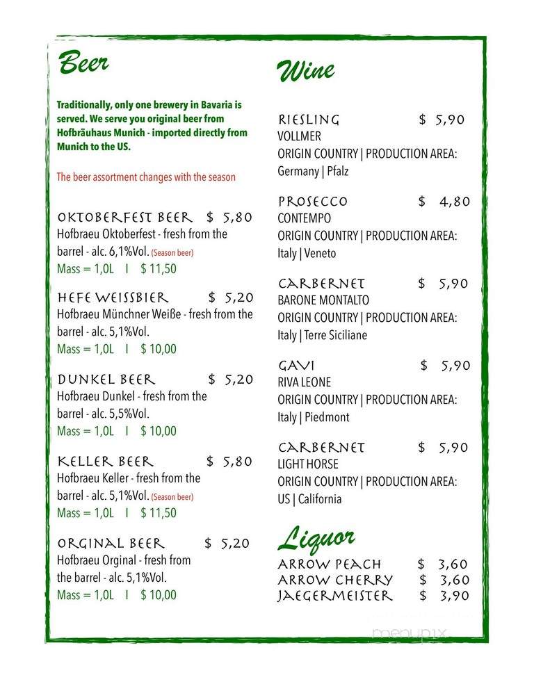 Bavarian Kitchen - Troutman, NC menu_pic