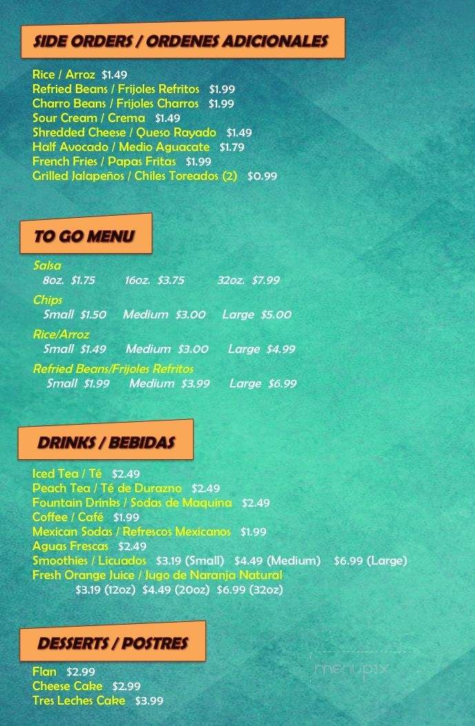 Las Brasas Taqueria - Pasadena, TX menu_pic