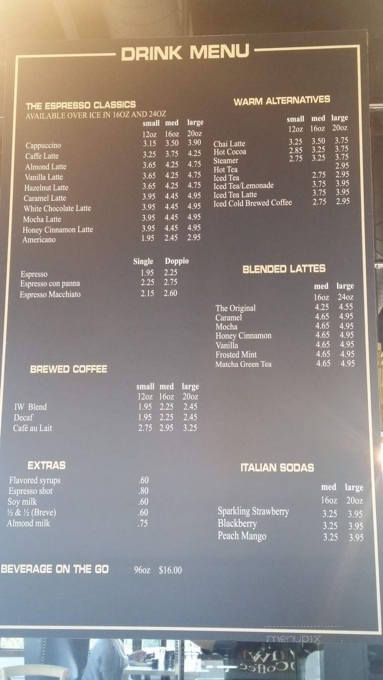 IW Coffee Chai Bar - Palm Desert, CA menu_pic