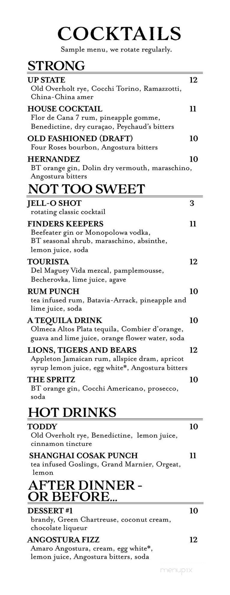 Bantam Tavern - Portland, OR menu_pic