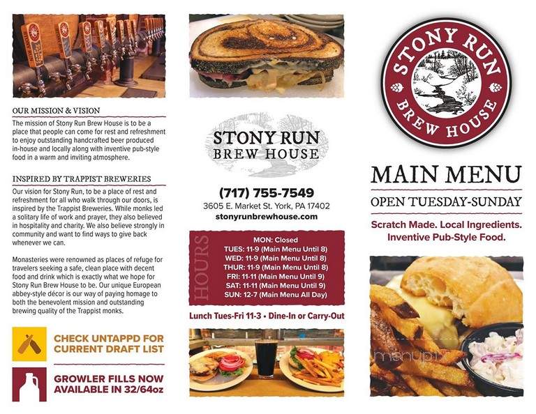 Stony Run Brew House - York, PA menu_pic