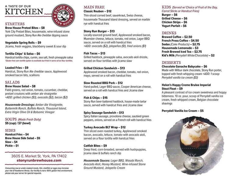 Stony Run Brew House - York, PA menu_pic