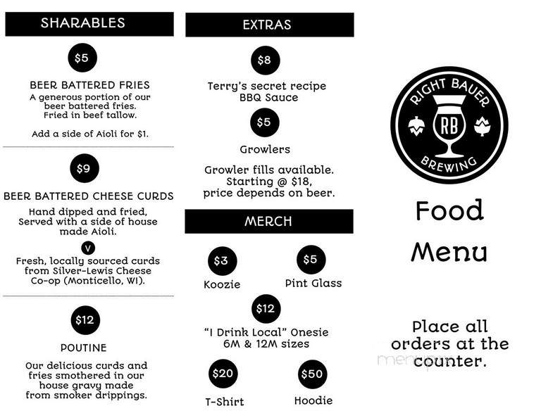 Right Bauer Brewing - Sun Prairie, WI menu_pic