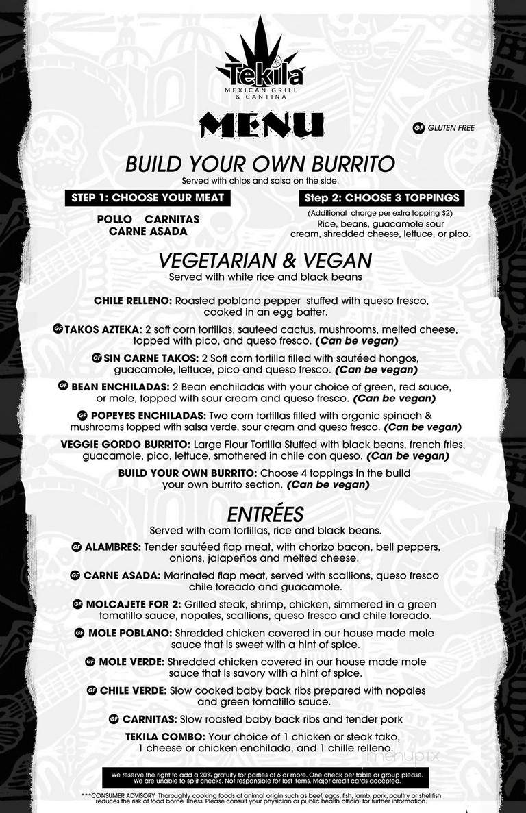 Tekila Mexican Grill & Cantina - Park City, UT menu_pic