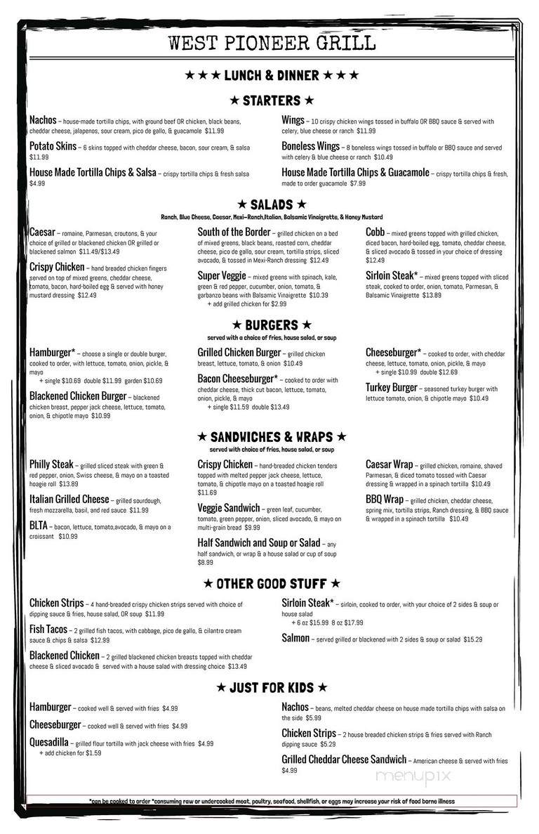 West Pioneer Grill - Puyallup, WA menu_pic